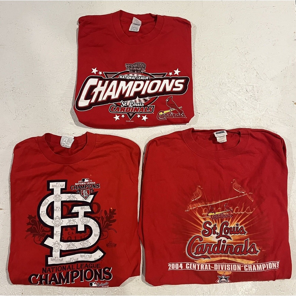 Vintage St Louis Cardinals Shirt Lot‎ Mens 2XL Red Champions World Series 2004